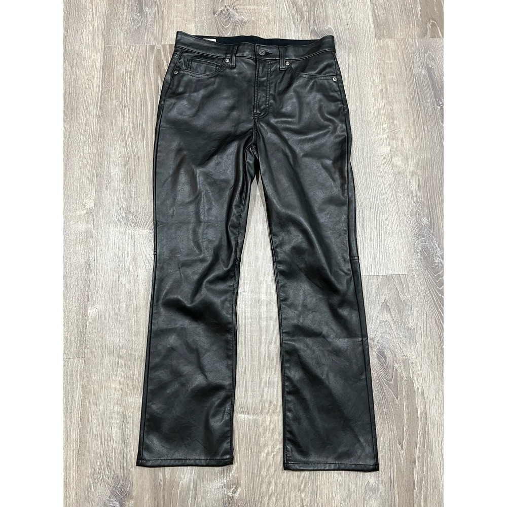 Gap Vintage Slim High Rise Faux Leather Pants Black Womens Size 28 6s